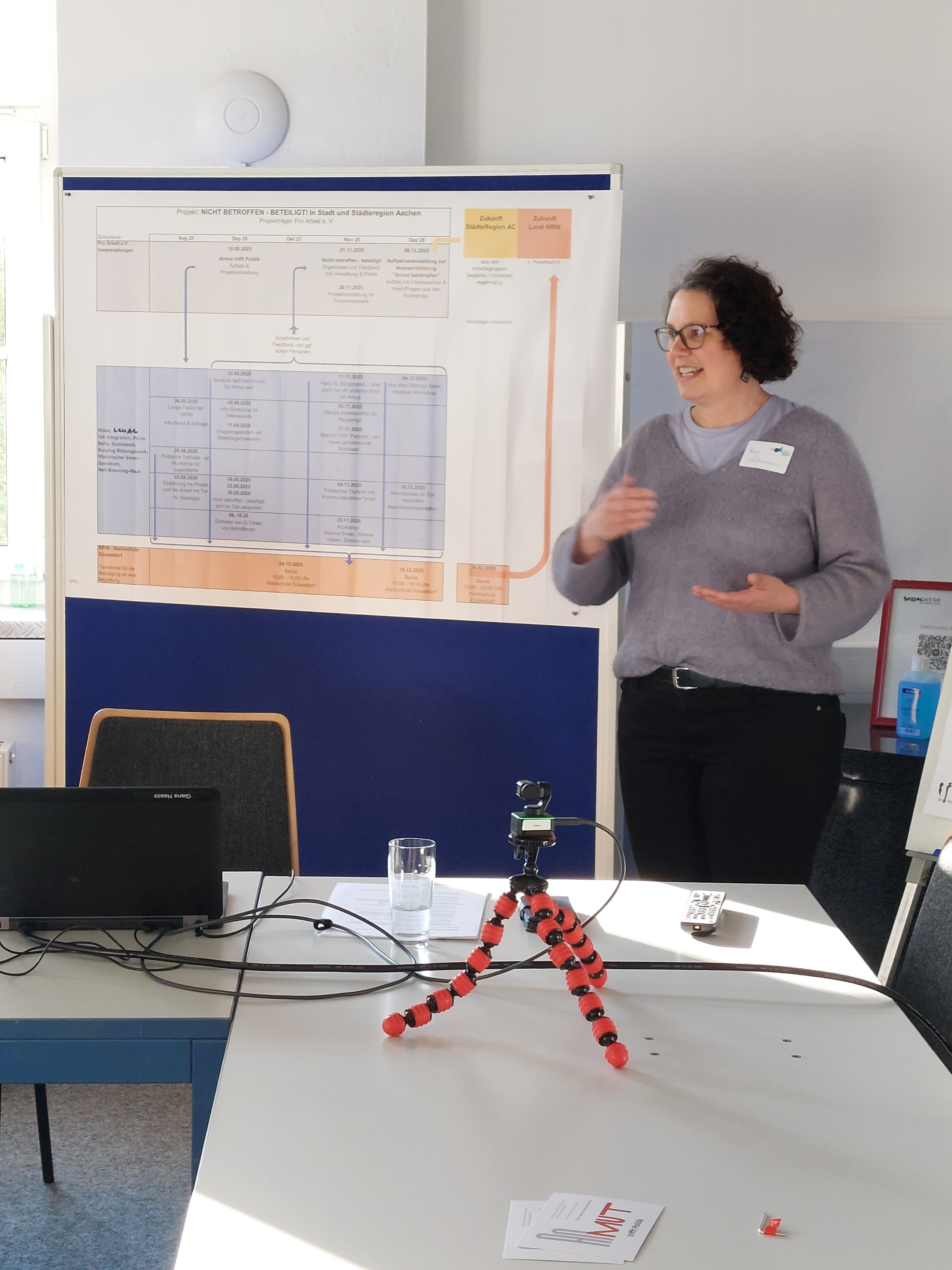 Zu Beginn der zweiten von insgesamt drei Projektveranstaltungen im Rahmen von „Nicht betroffen – beteiligt“ erfolgte ein Rückblick durch Kay Hohmann, Vorstandsmitglied von Pro Arbeit e.V.